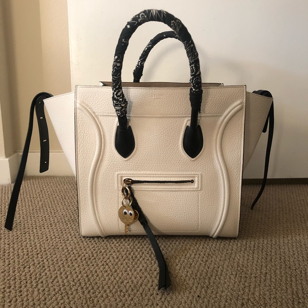 RARE✨ CÉLINE Cabas Phantom White Luggage Tote Bag - Picture 5 of 10